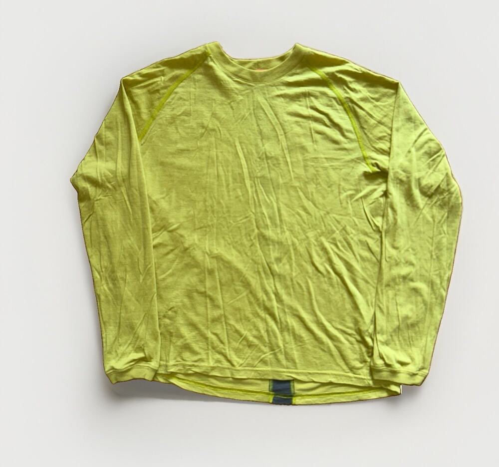 Arc'teryx Wool Base Layer Shirt Women's Large Long Sleeve Chartreuse Skiing